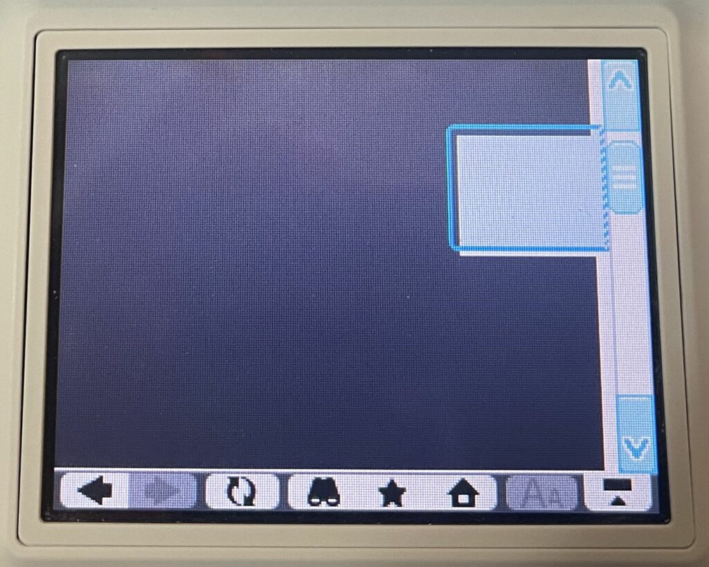 A mostly blank window with part of a white rectangle visible.