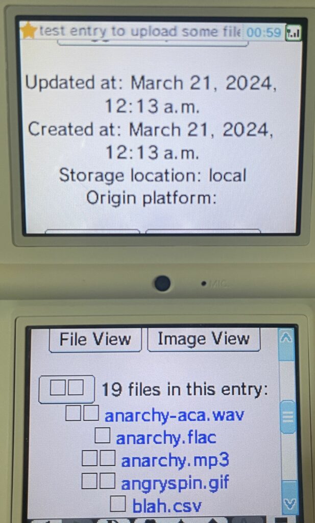 An unskinned app page is visible, with "updated at" and "created at" information visible. Numerous squares appear where various emojis are normally displayed.