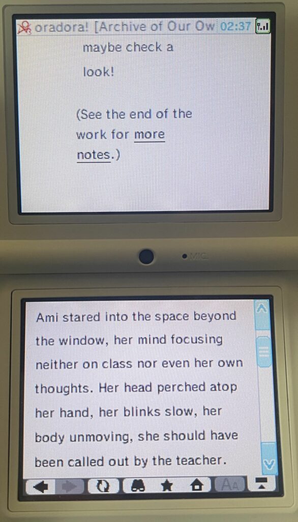 The beginning of the "Red/Blue" work is visible on the DSi display.